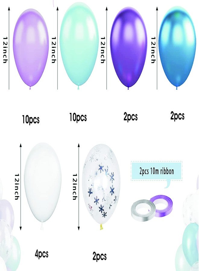 Lazybeee™ 30 Pcs Frozen Balloons, 30 Pcs 12 Inch Purple Blue White and Silver Confetti Latex Balloons for Girls Frozen Theme Party Supplies Ice Snow Theme Birthday Baby Shower Winter Party Decorations - Image 3